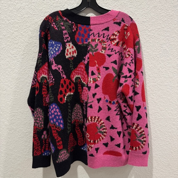 FARM Rio Colorblock Fruit & Mushroom Cardigan – M – Statement Boho Sweater - Picture 5 of 11